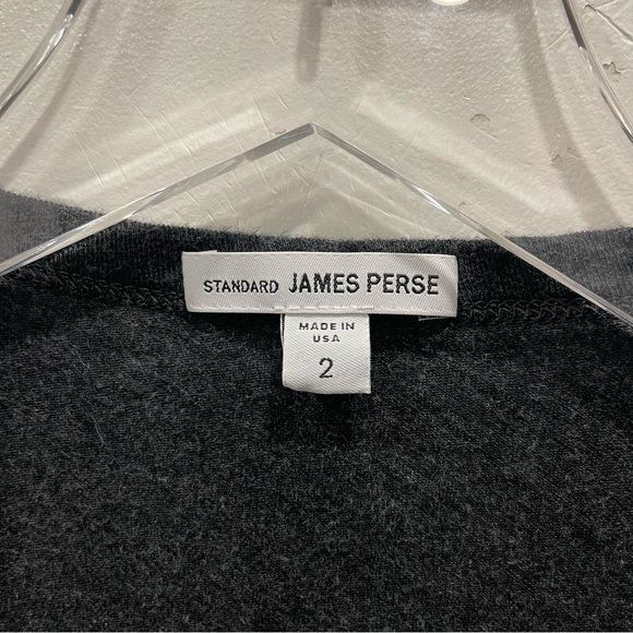 James Perse Long Sleeve Ruched Size Round Neck Wrap Front Dress Grey Size 2 - Picture 4 of 10